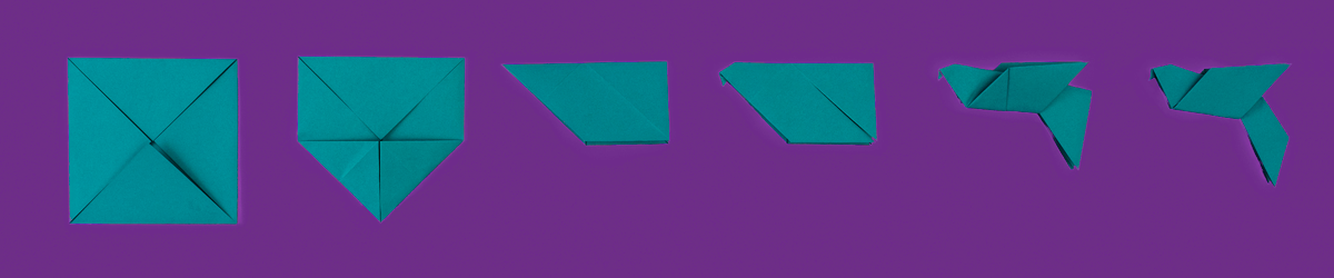 SMC's teal origami forms illustrating the progression of mediation training
